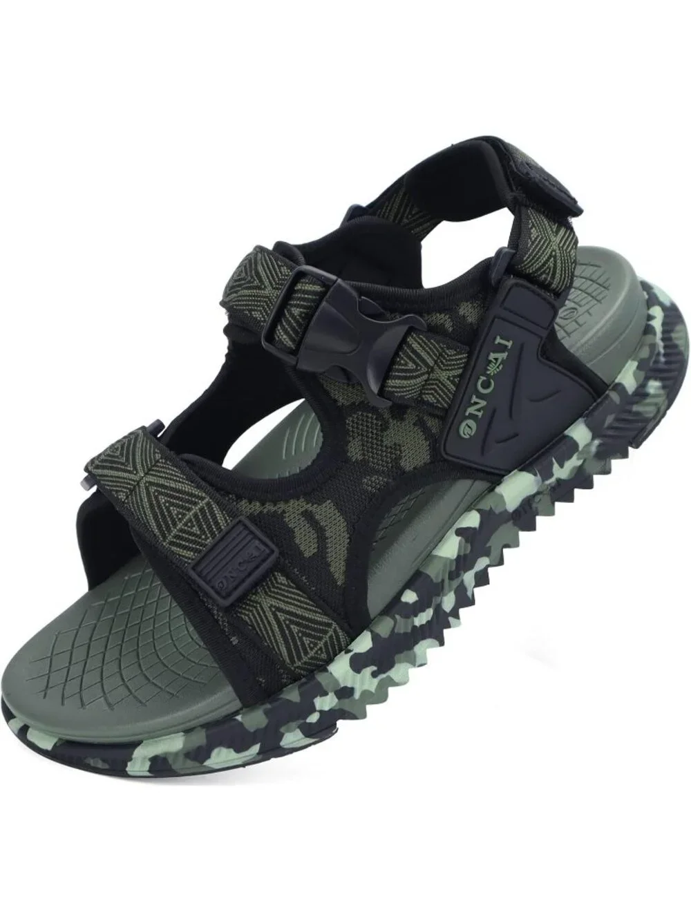 Mens Green Camo Orthopedic Recovery Camouflage Mesh Athletic Hiking Sandal Shoes